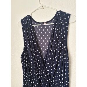 ModCloth Navy Polka Dot Sleeveless Dress Career Casual Summer‎ Stretch Preppy XL